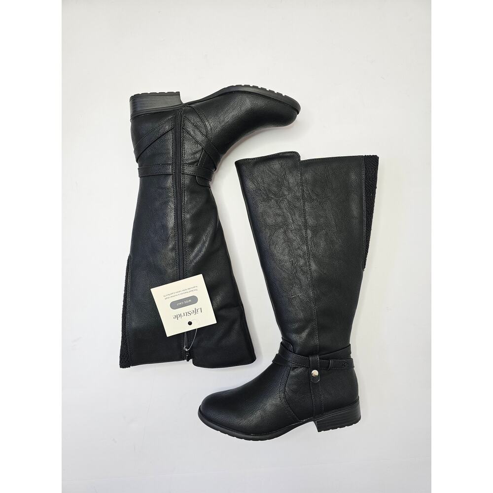 LifeStride Xtrovert Wide Calf Riding Boot Black Size 6.5M NWT AND BOX